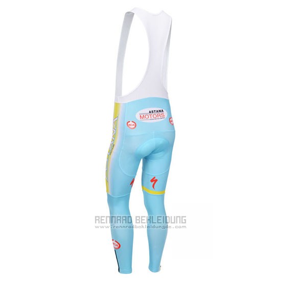 2013 Fahrradbekleidung Astana Hellblau Trikot Langarm und Tragerhose